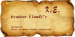 Krakker Elemér névjegykártya
